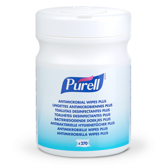 Purell® antimikrobielle våtservietter plus 270 stk beholder